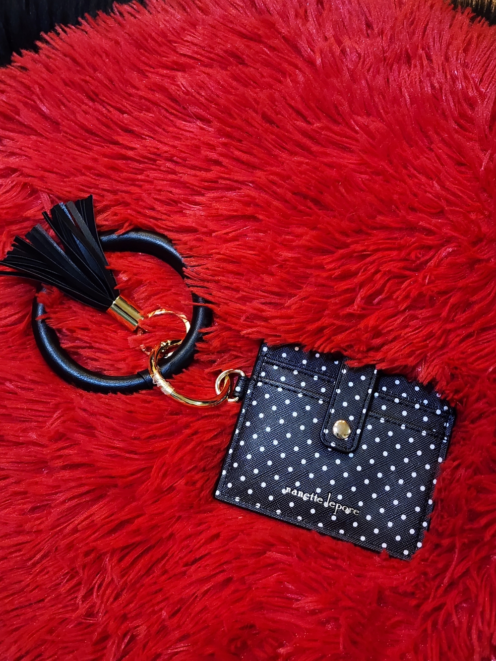 Nanette Lepore Black Polka Dot Card Holder